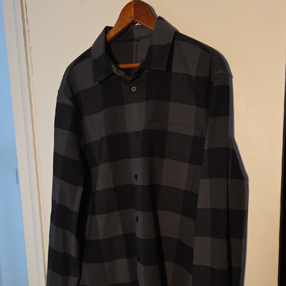 lululemon athletica Black and Gray Plaid Button-Down Shirt